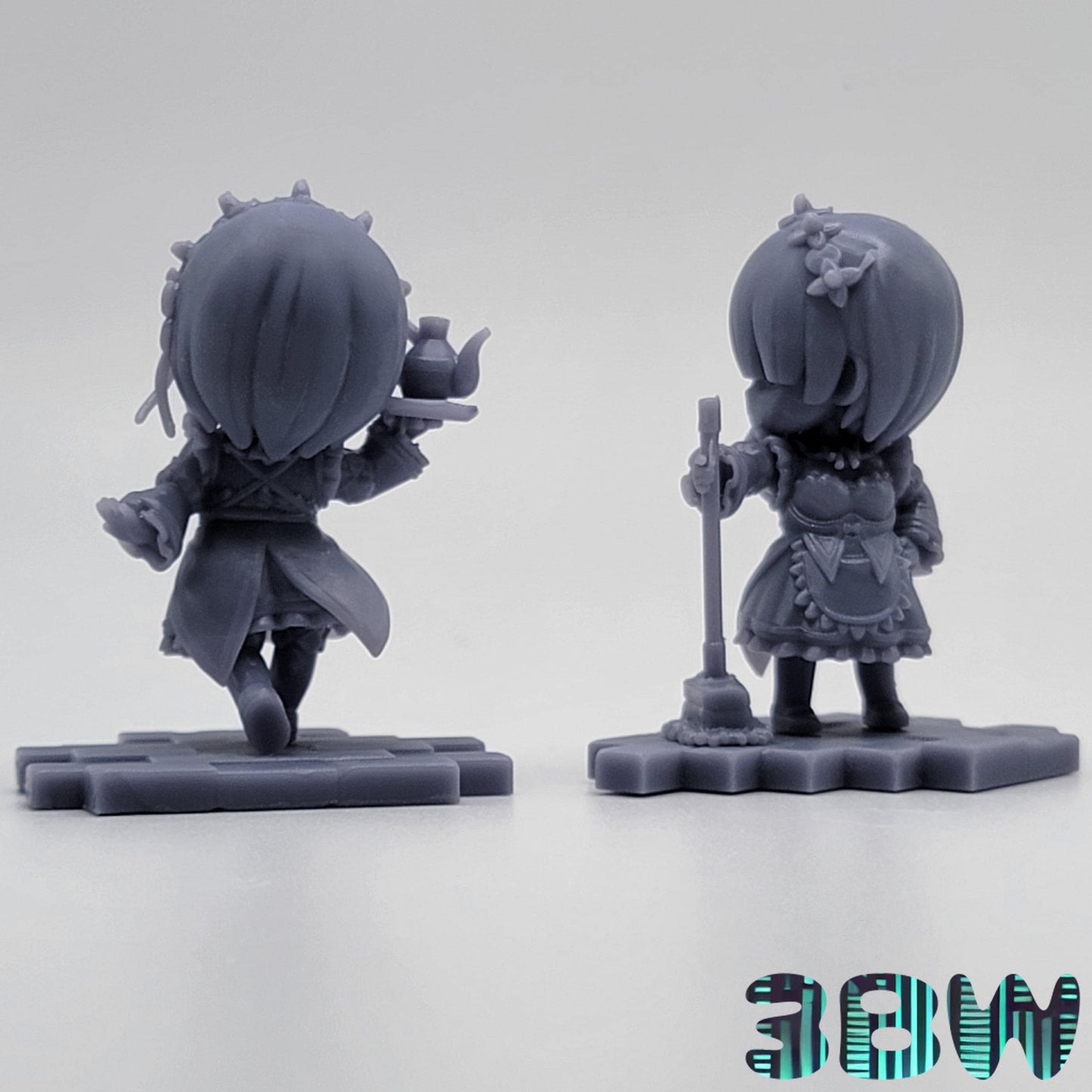 Chibi Rem and Ram | 4-Inch Resin Model Kit | DIY Re:Zero Anime Scene