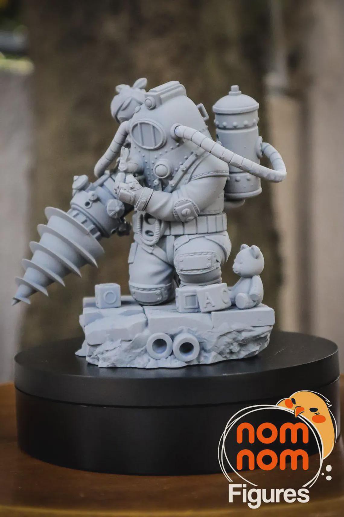 Chibi Big Daddy and Little Sister | 4.5-Inch Resin Model Kit | DIY BioShock Duo