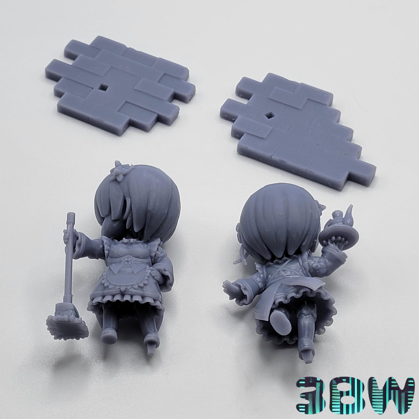 Chibi Rem and Ram | 4-Inch Resin Model Kit | DIY Re:Zero Anime Scene