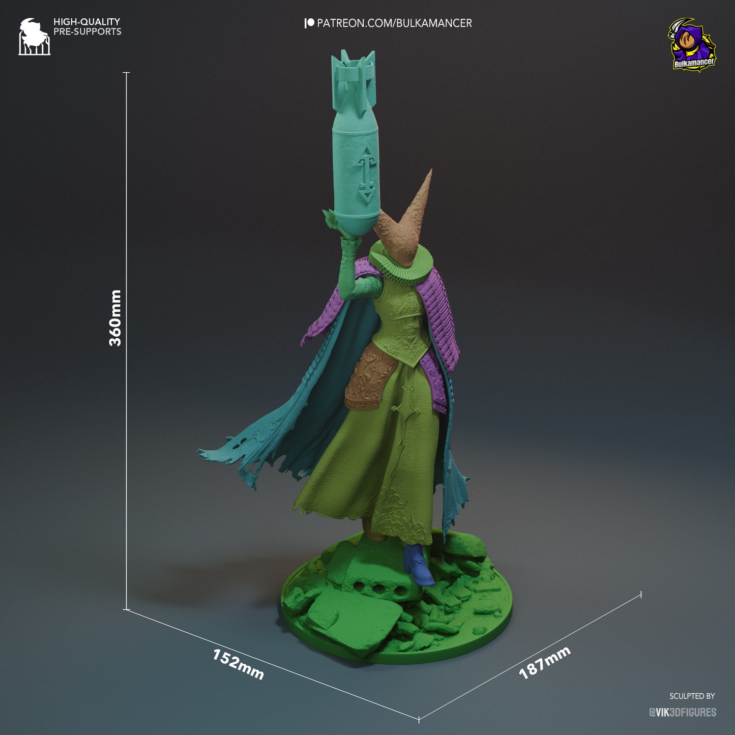 Artillery Witch | 14-Inch Resin Model Kit | DIY Trench Crusade Warlock