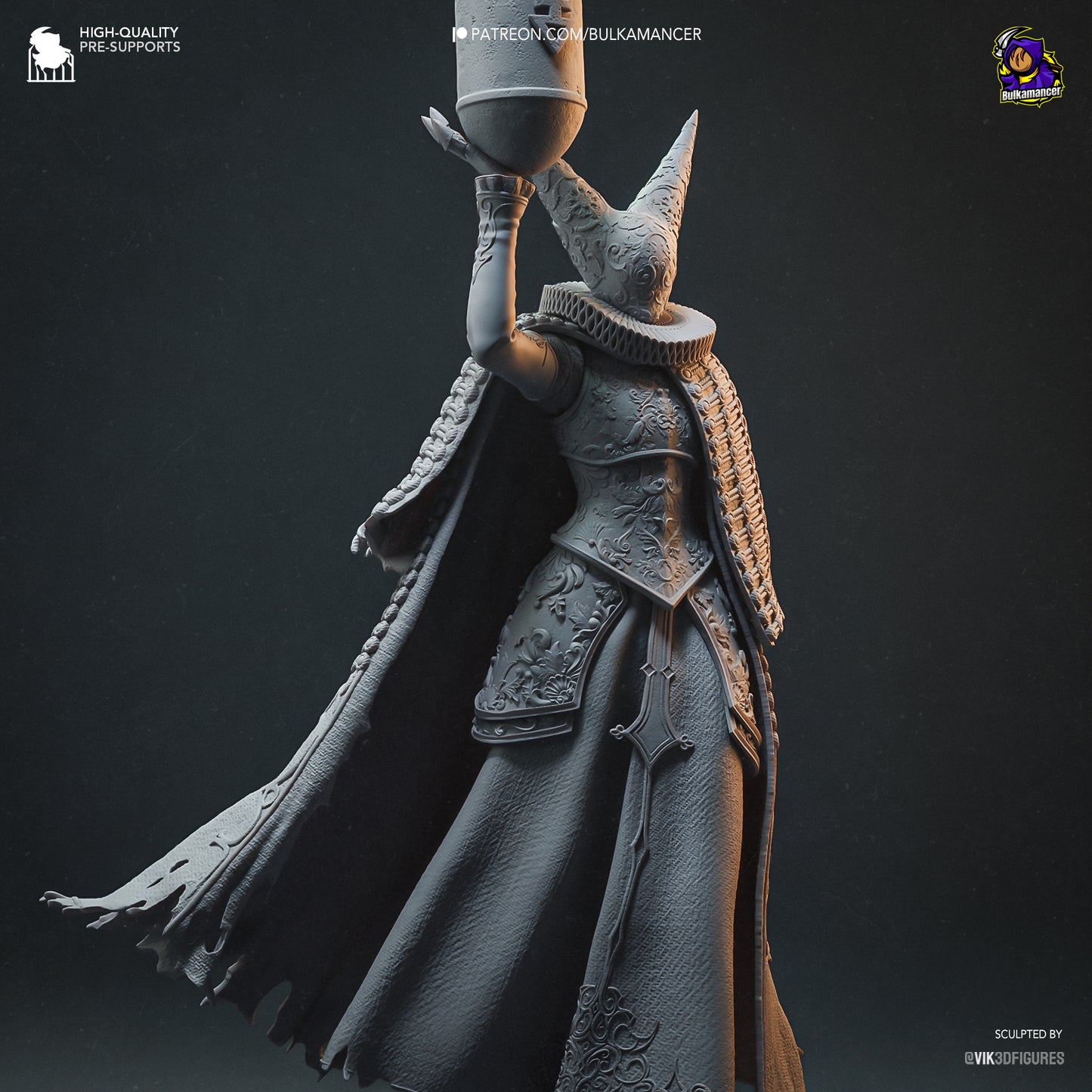 Artillery Witch | 14-Inch Resin Model Kit | DIY Trench Crusade Warlock