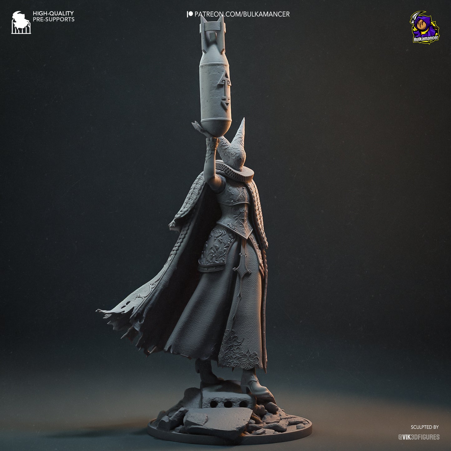 Artillery Witch | 14-Inch Resin Model Kit | DIY Trench Crusade Warlock