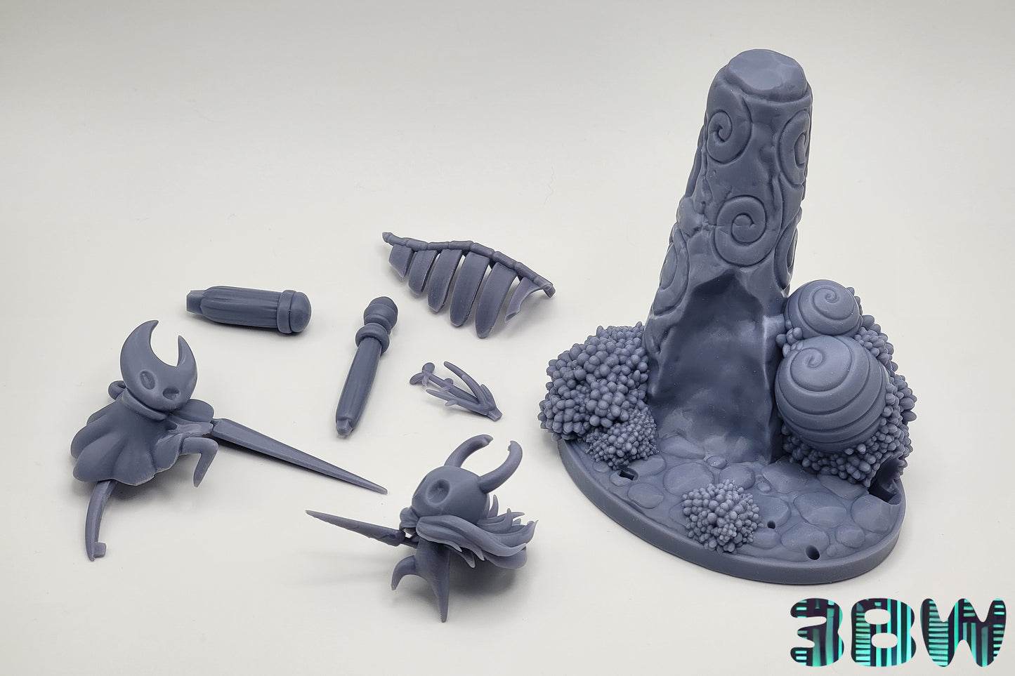 Chibi Knight and Hornet | 4-Inch Resin Model Kit | DIY Hollow Knight Duel Scene