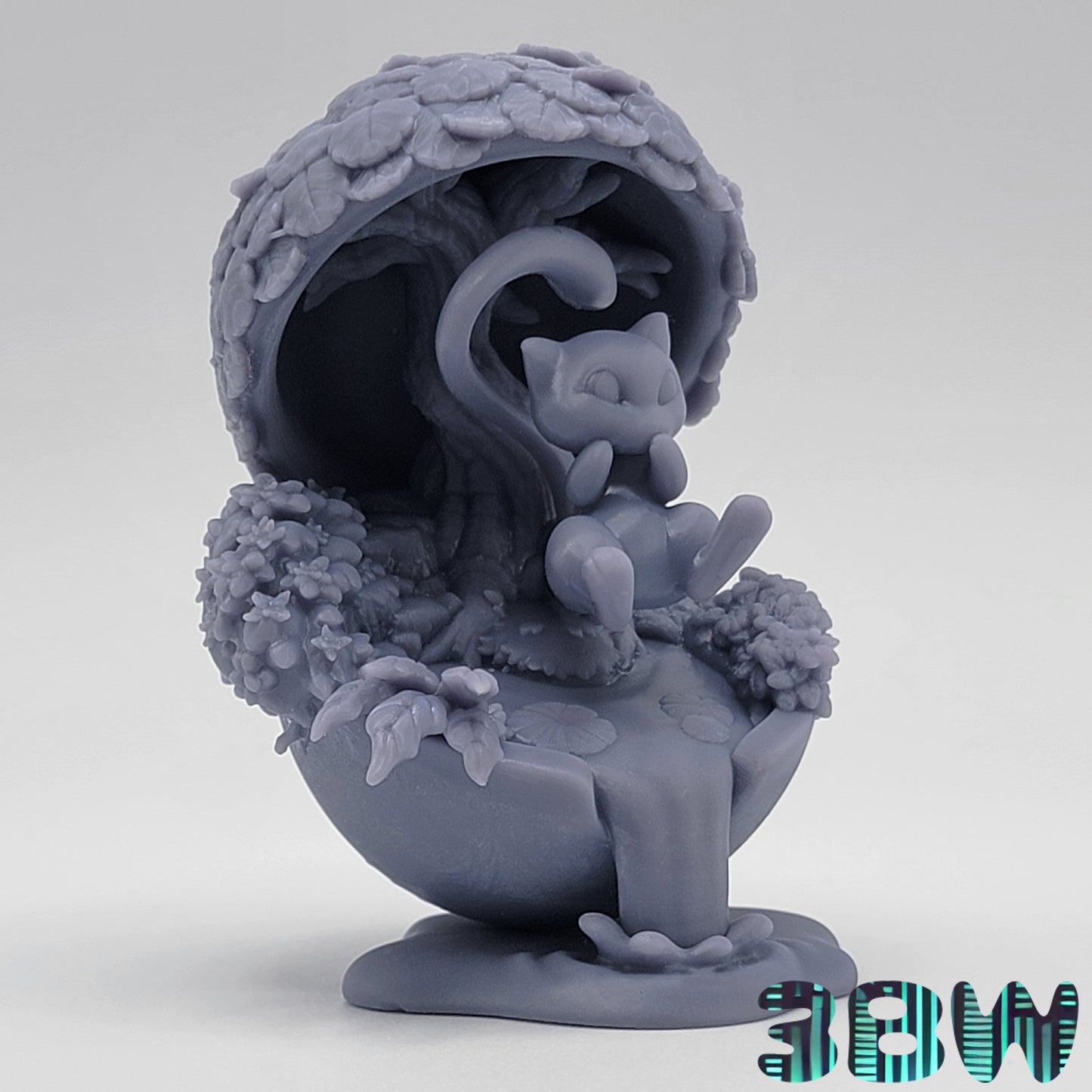 Chibi Mew | 3.5-Inch Resin Model Kit | DIY Scenic Tree and Pond Pokémon-Inspired Kit