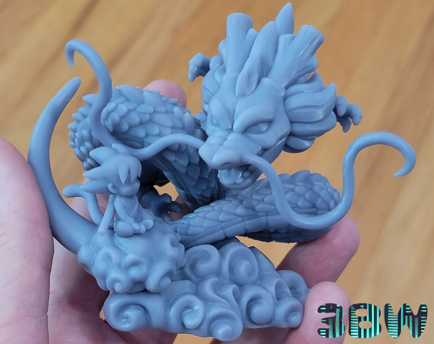 Chibi Shenron and Goku | 3-Inch Resin Model Kit | DIY Dragon Ball Z Dragon and Cloud Scene