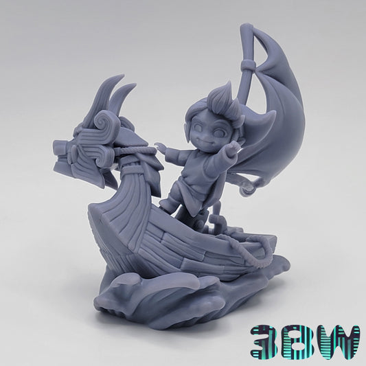 Chibi Wind Waker Link | 3.5-Inch  Resin Model Kit | DIY King of Red Lions Sailing Scene