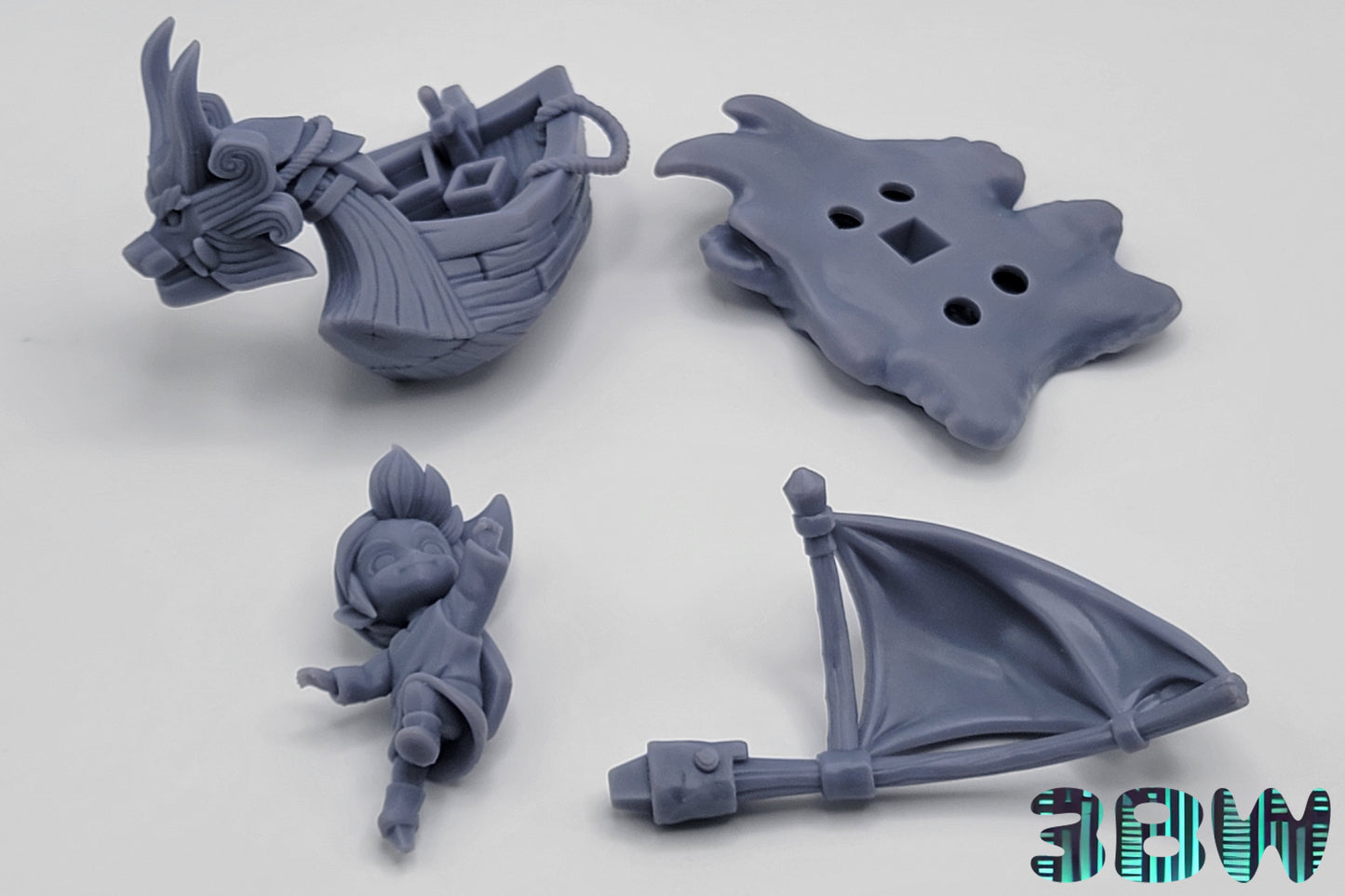 Chibi Wind Waker Link | 3.5-Inch  Resin Model Kit | DIY King of Red Lions Sailing Scene
