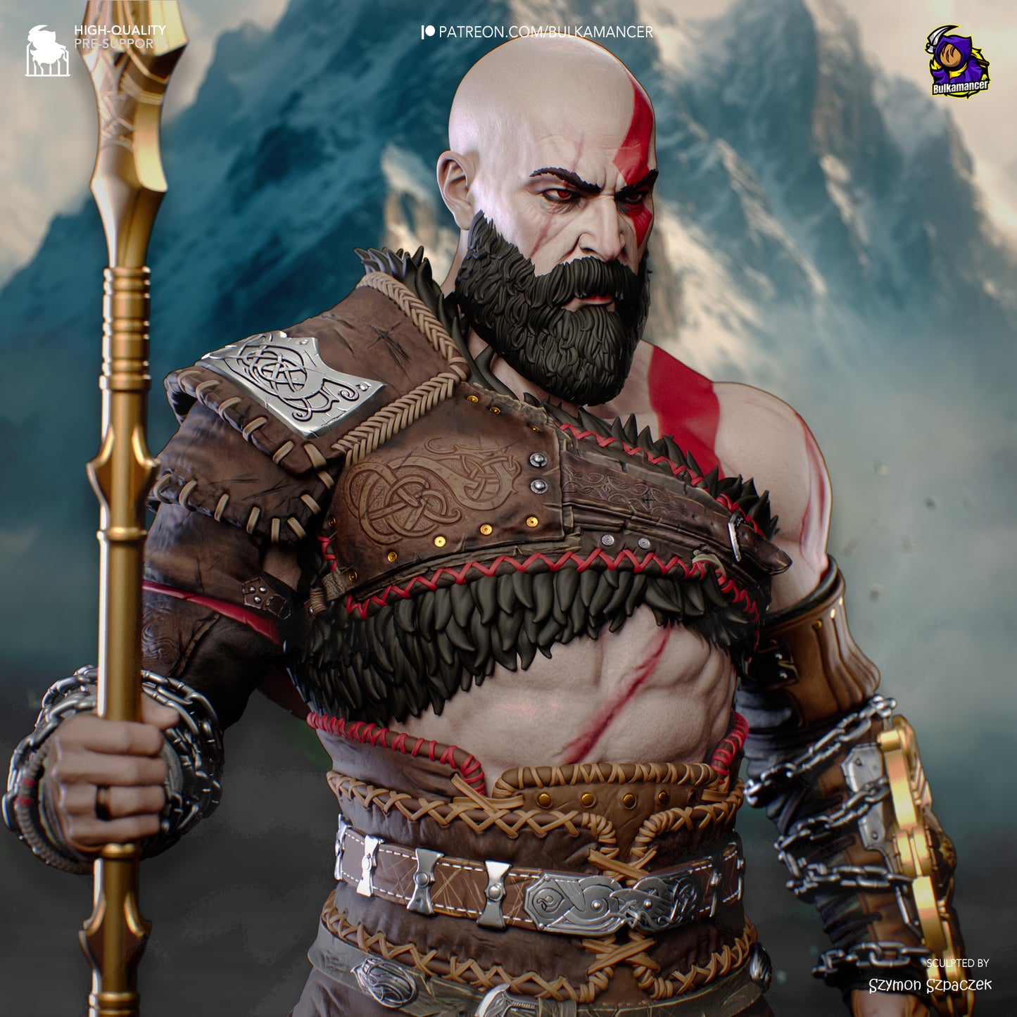 Kratos | 12.5-Inch Resin Model Kit | DIY God of War Spartan God
