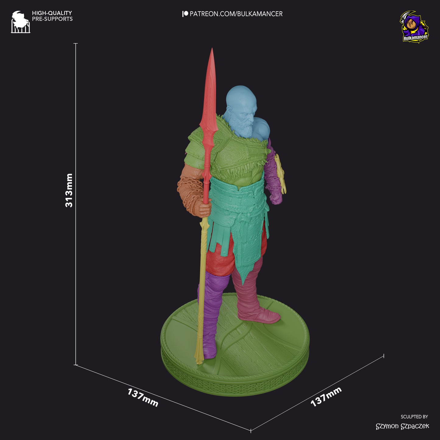 Kratos | 12.5-Inch Resin Model Kit | DIY God of War Spartan God