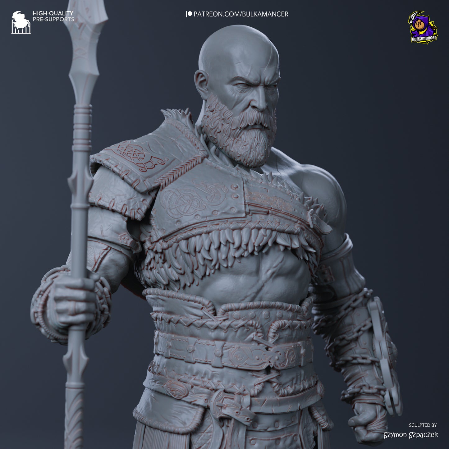 Kratos | 12.5-Inch Resin Model Kit | DIY God of War Spartan God