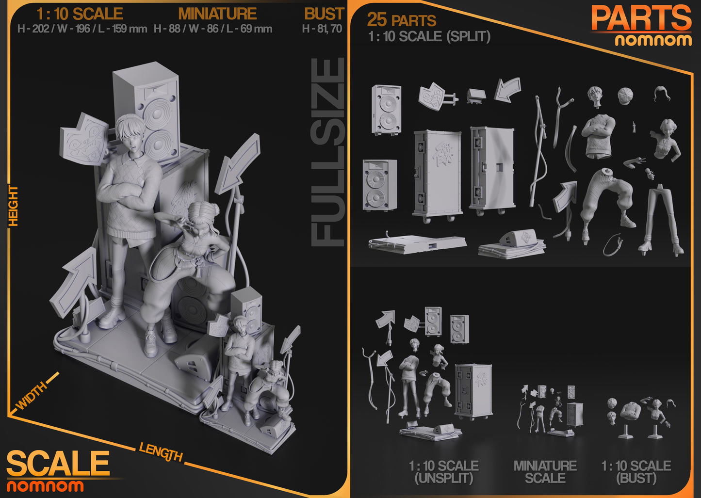 Zoey and Yuki | Resin Model or Bust Kit | K Pop Demon Hunters