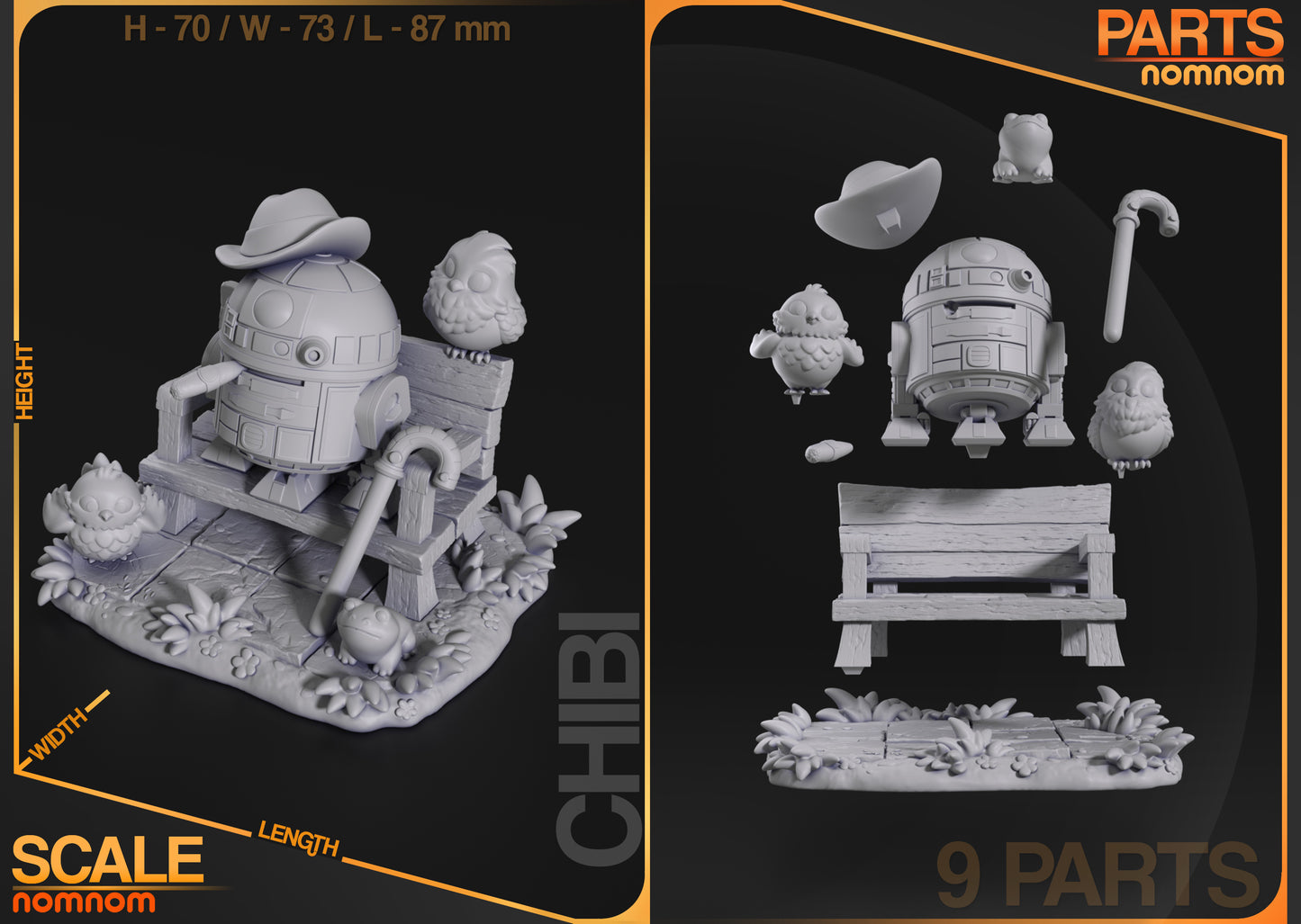 Chibi R2-D2 | 3-Inch Resin Model Kit | Star Wars Droid at the Park