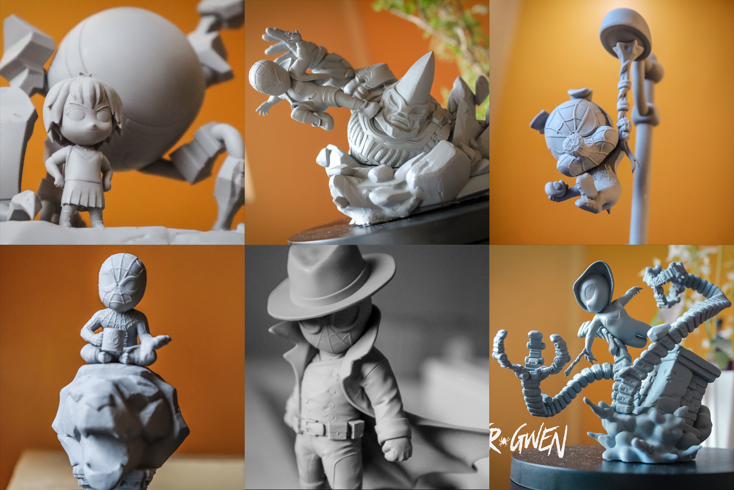 Chibi Spider-Verse Set | 6 Resin Model Kits | DIY Multiverse Spider Heroes