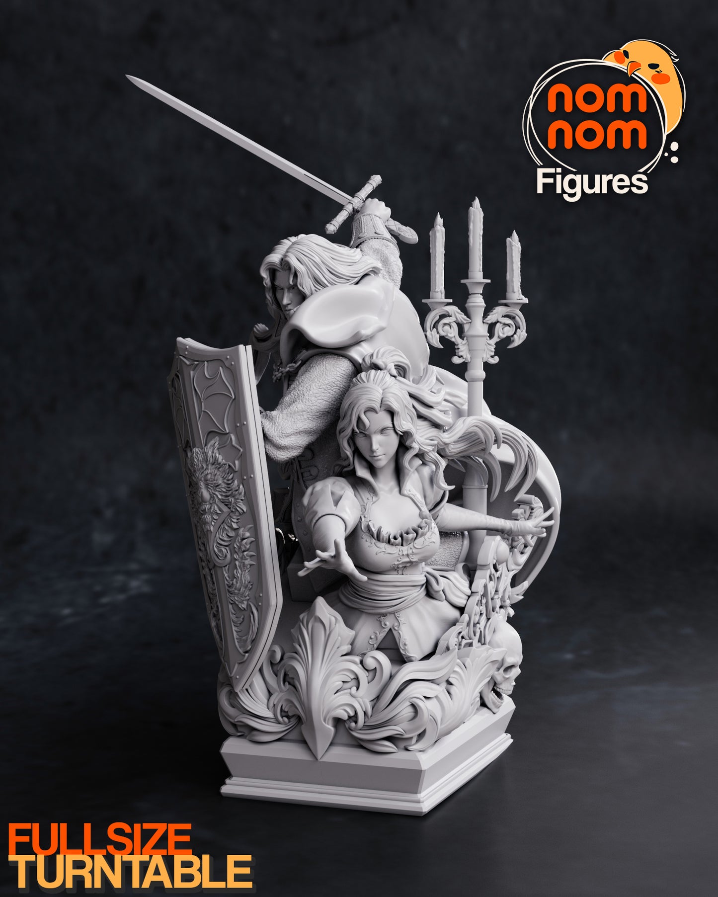 Alucard and Maria | 10-Inch Resin Model Kit | DIY Symphony of the Night Vampire Hunter Duo
