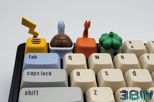 Pokemon Starter Keycap Set | Handpainted Resin Artisan Caps | Cherry MX | Charmander, Bulbasaur, Squirtle, Pikachu