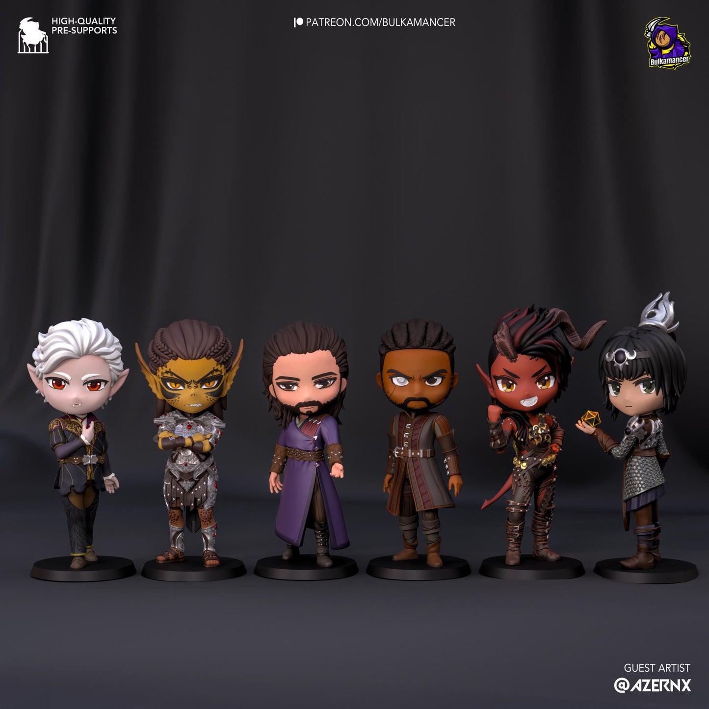 Chibi Origin Companion Set | 4-Inch Resin Model Kits | BG3 Baldur’s Gate 6-Pack