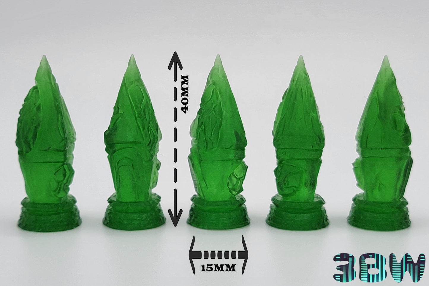 Green Runic Crystals | 28mm Miniature Scenery | Scatter Terrain, Runestones, Objective Markers | D&D - Warhammer 40K - Semi-Transparent