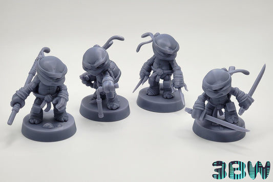 Chibi TMNT Set | 2-Inch Resin Model Kit | DIY TMNT Set | Teenage Mutant Ninja Turtles