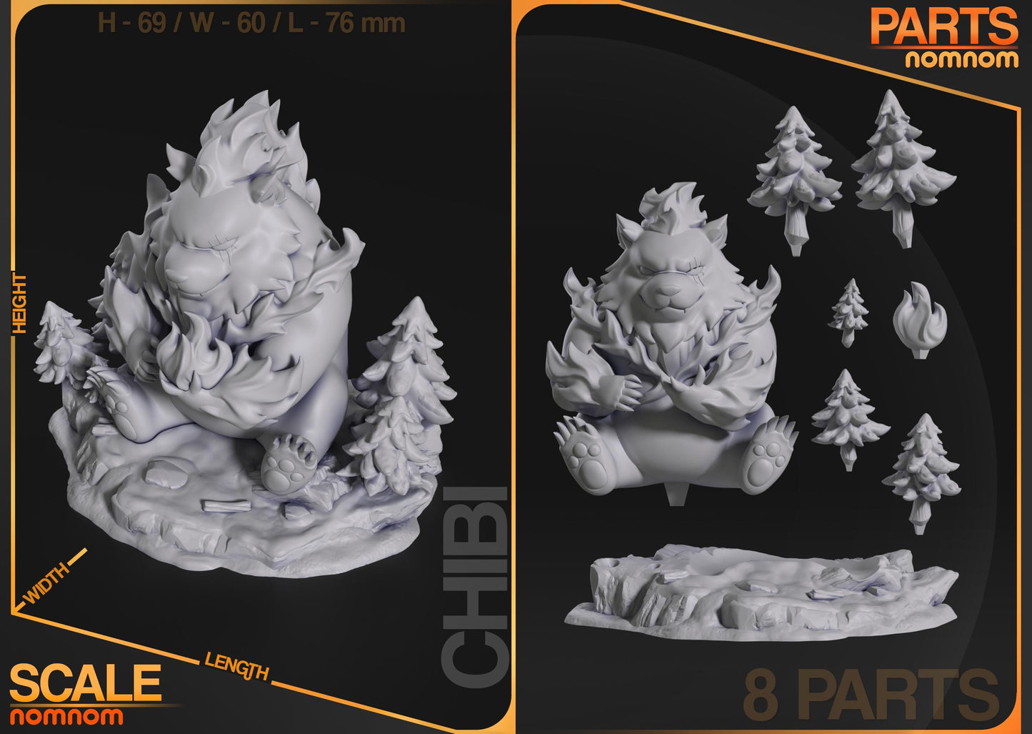 Chibi Tank | 3-Inch Resin Model Kit | Solo Leveling Shadow Bear in Forest Scene