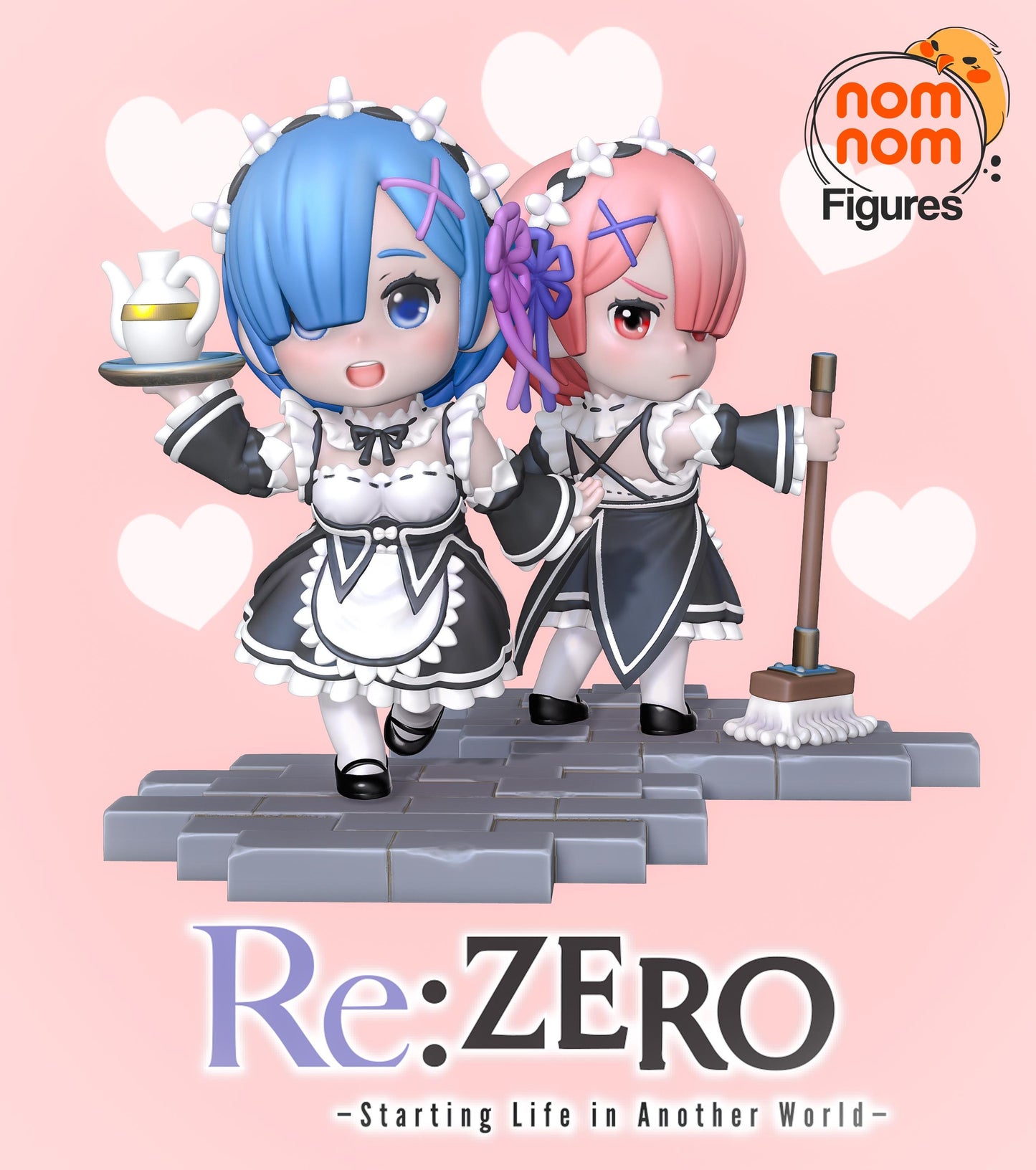 Chibi Rem and Ram | 4-Inch Resin Model Kit | DIY Re:Zero Anime Scene