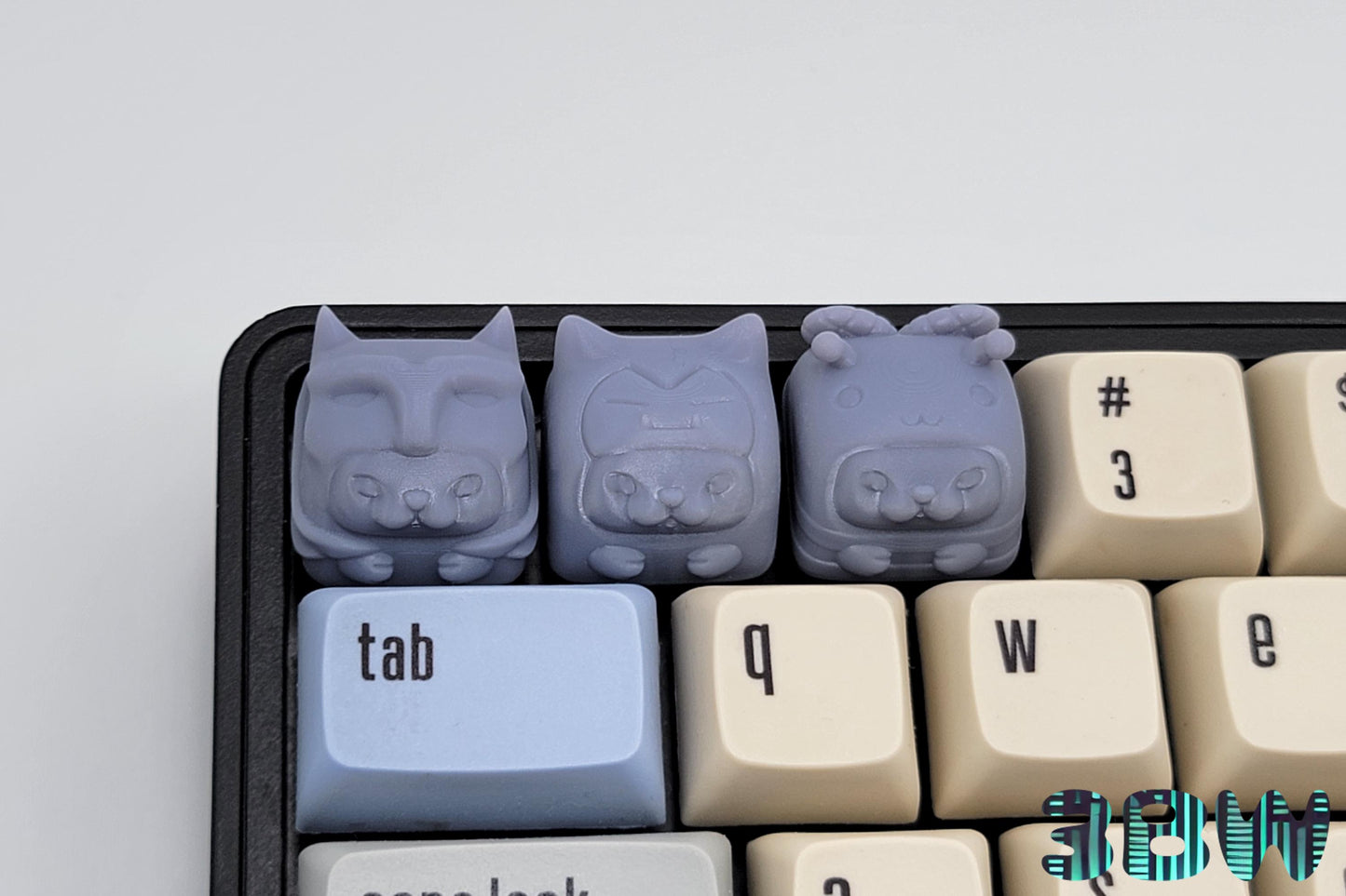 Chibi Cat Costume Keycap Set | Unpainted Resin Artisan Caps | Cherry MX | Batman Cat, Snorlax Cat, Bee Cat
