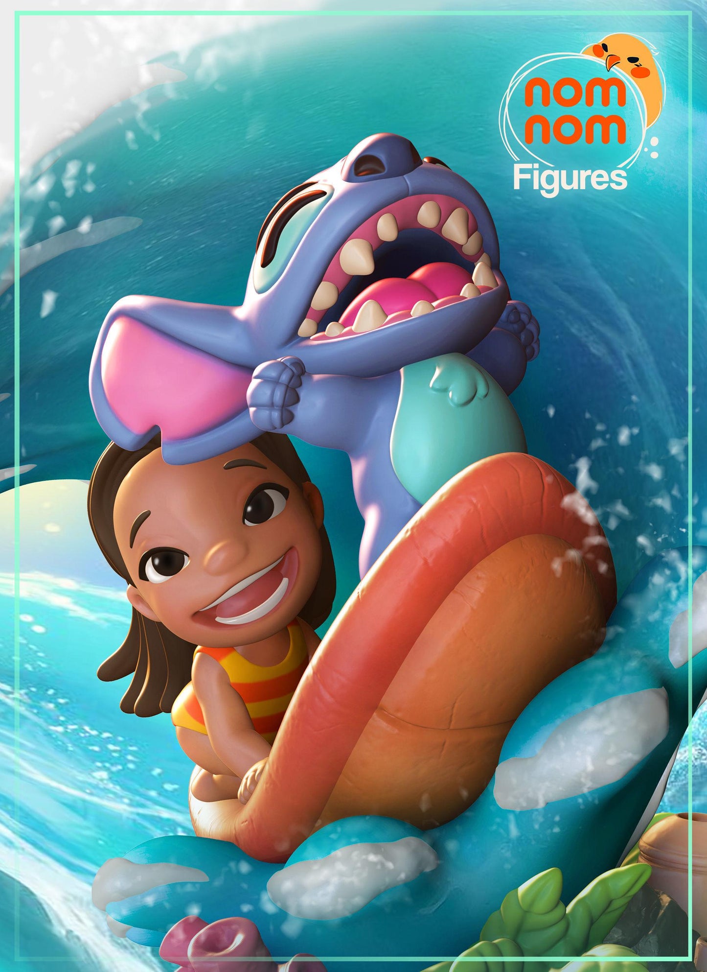 Chibi Lilo and Stitch | 6-Inch Resin Model Kit | Surf Scene