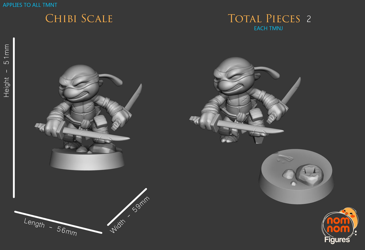 Chibi Raphael | 2-Inch Resin Model Kit | DIY TMNT Turtle with Sais