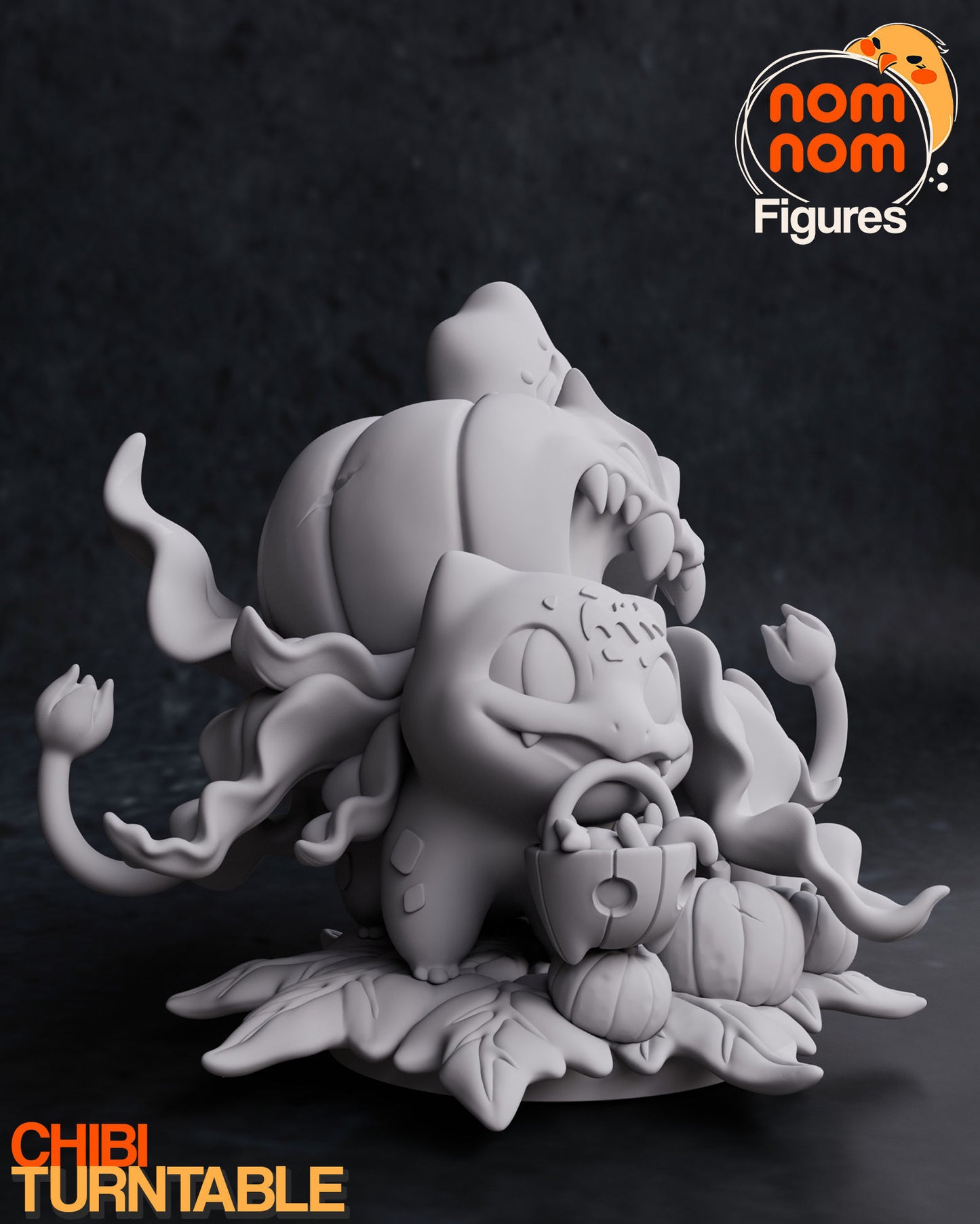 Chibi Bulbasaur | 2.5-Inch Resin Model Kit | DIY Pokemon Halloween Pumpkin Patch