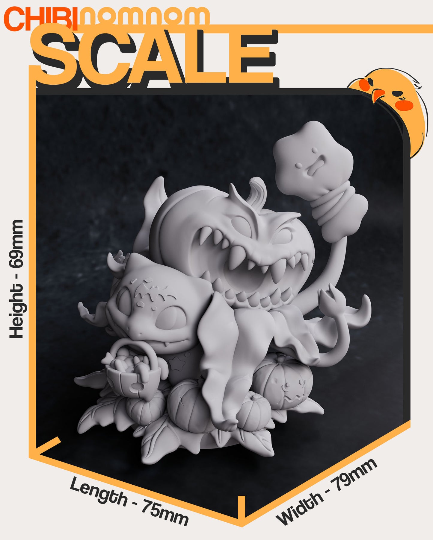 Chibi Bulbasaur | 2.5-Inch Resin Model Kit | DIY Pokemon Halloween Pumpkin Patch