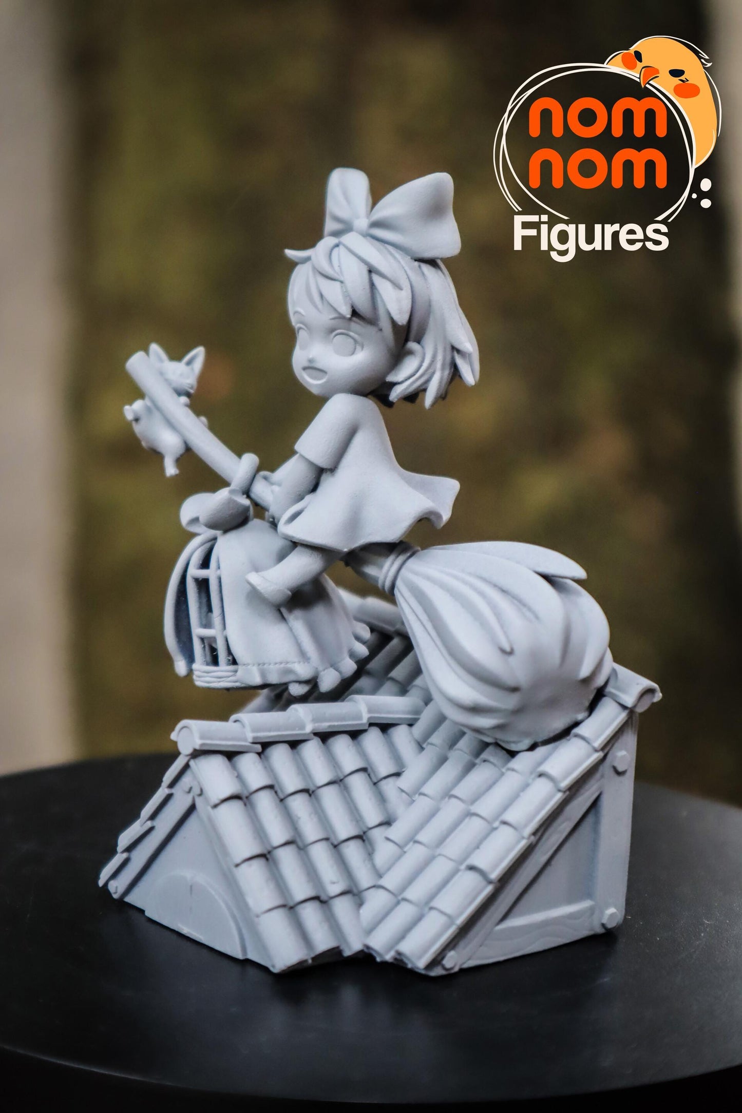 Chibi Kiki on Broom | 3.5-Inch Resin Model Kit | DIY Kiki's Delivery Service Flying Scene with Cats