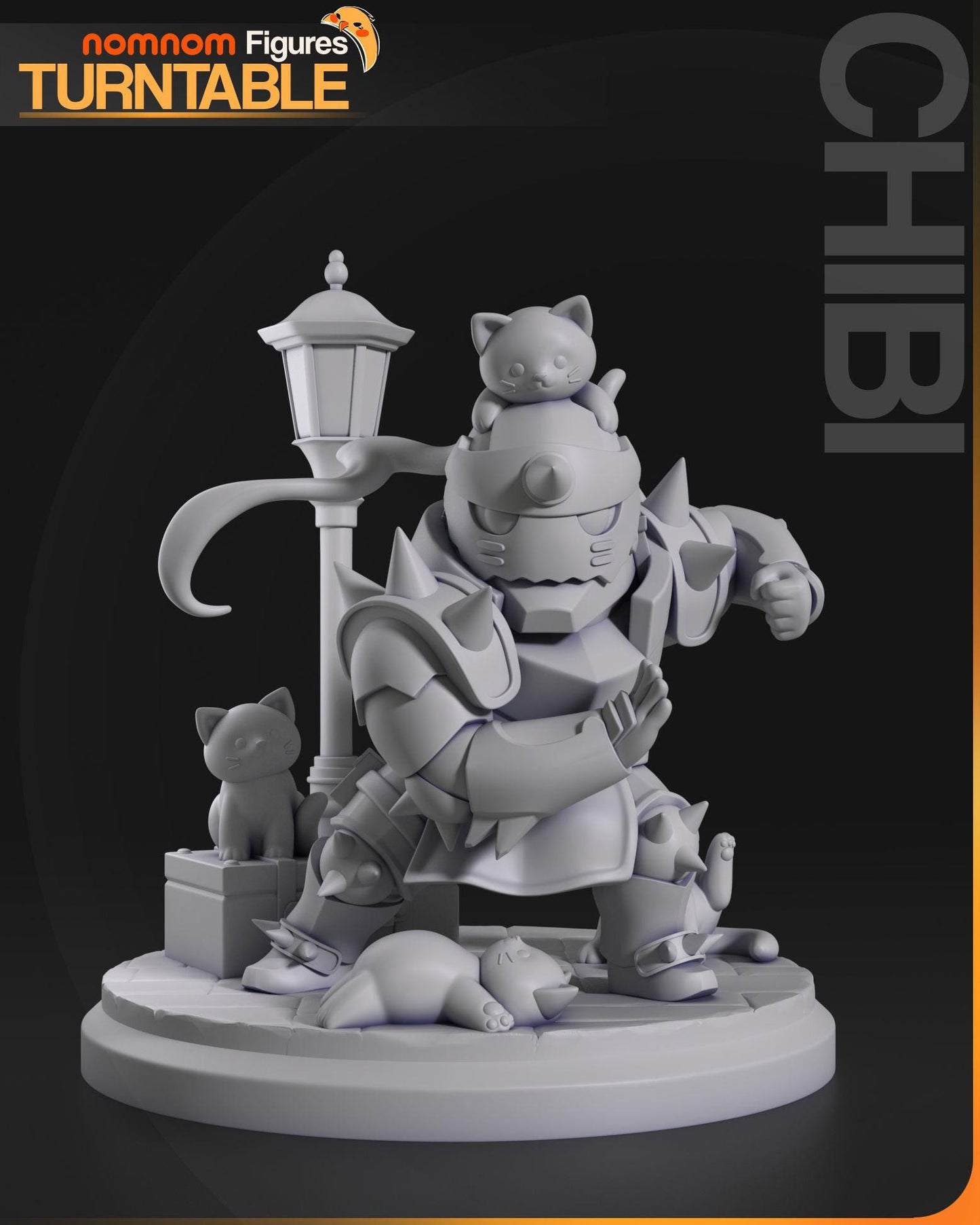 Chibi Alphonse Elric | 3-Inch Resin Model Kit | DIY Fullmetal Alchemist Cat Swarm Scene