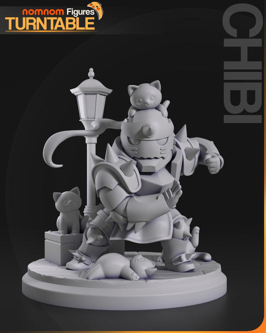 Chibi Alphonse Elric | 3-Inch Resin Model Kit | DIY Fullmetal Alchemist Cat Swarm Scene