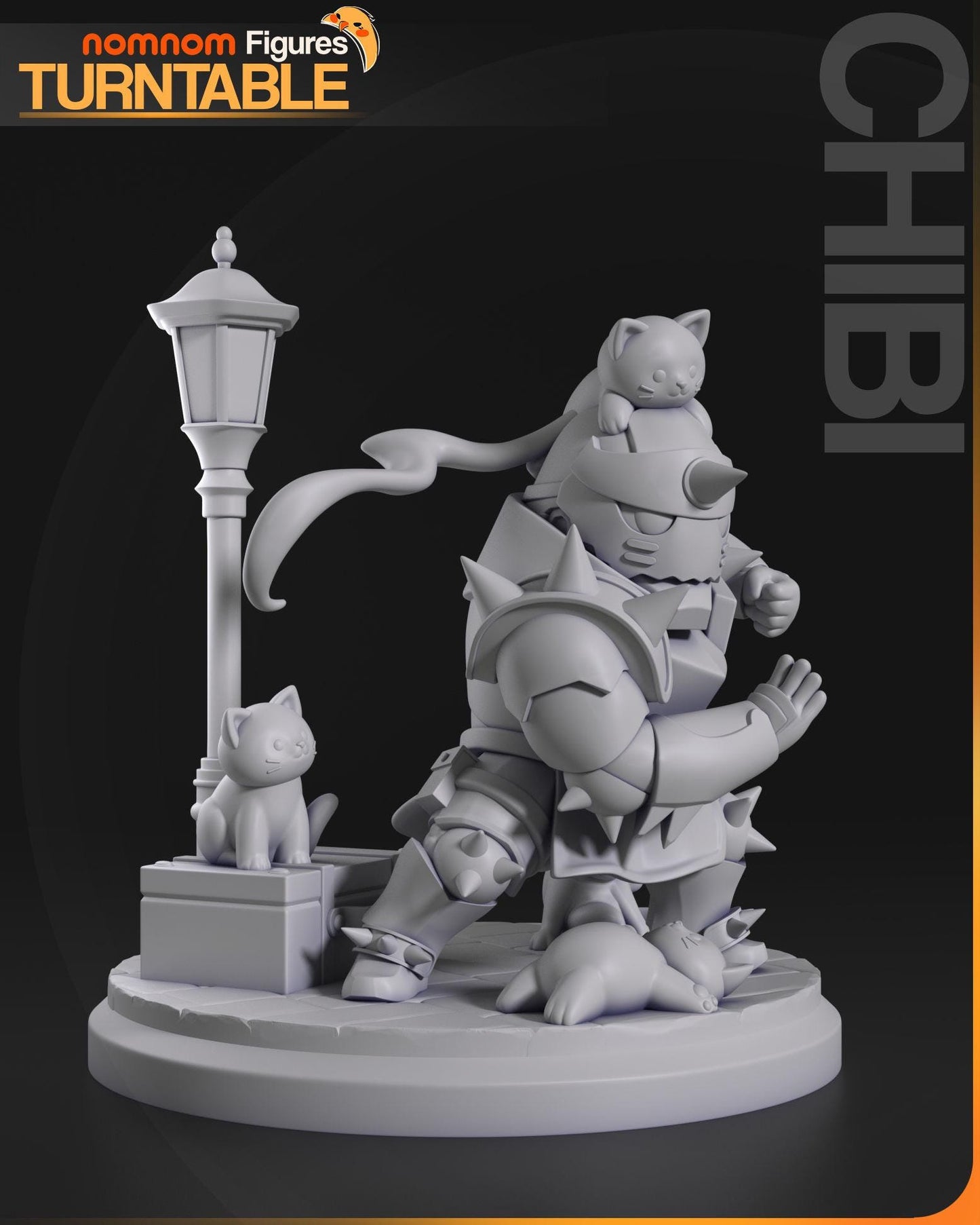 Chibi Alphonse Elric | 3-Inch Resin Model Kit | DIY Fullmetal Alchemist Cat Swarm Scene
