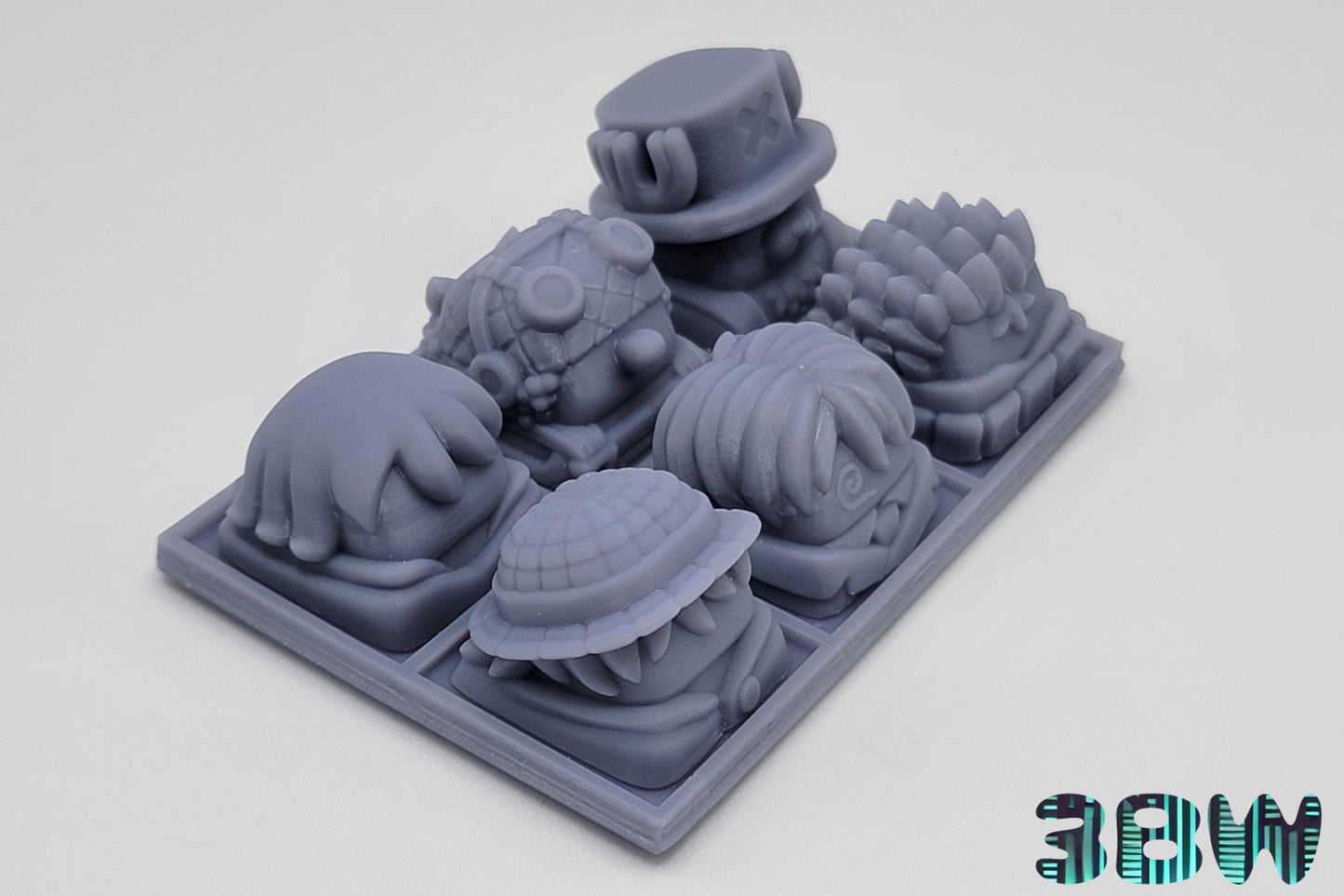 One Piece Keycap Set | Unpainted Resin Artisan Caps | Cherry MX | Luffy, Nami, Sanji, Zoro, Chopper, Usopp