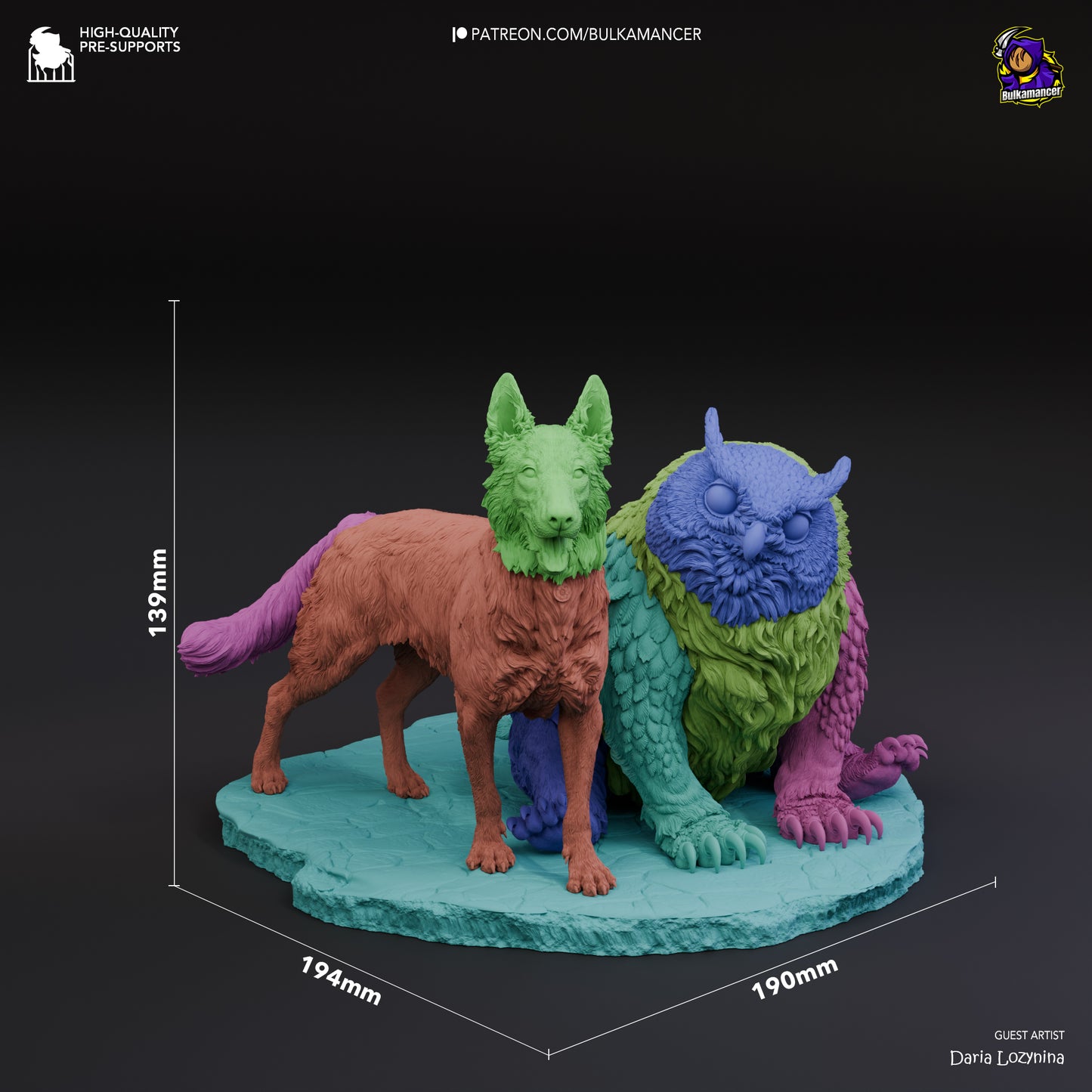 Scratch and Owlbear Cub | 5.5-Inch Resin Model Kit | BG3 Baldur's Gate Animal Companions