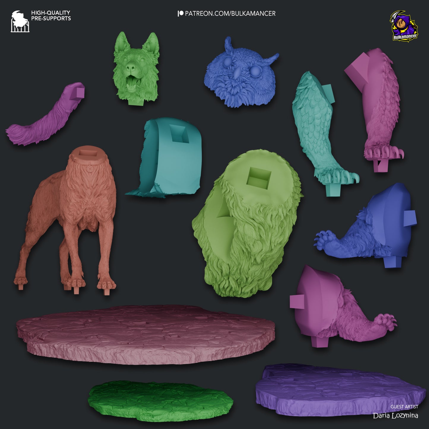 Scratch and Owlbear Cub | 5.5-Inch Resin Model Kit | BG3 Baldur's Gate Animal Companions
