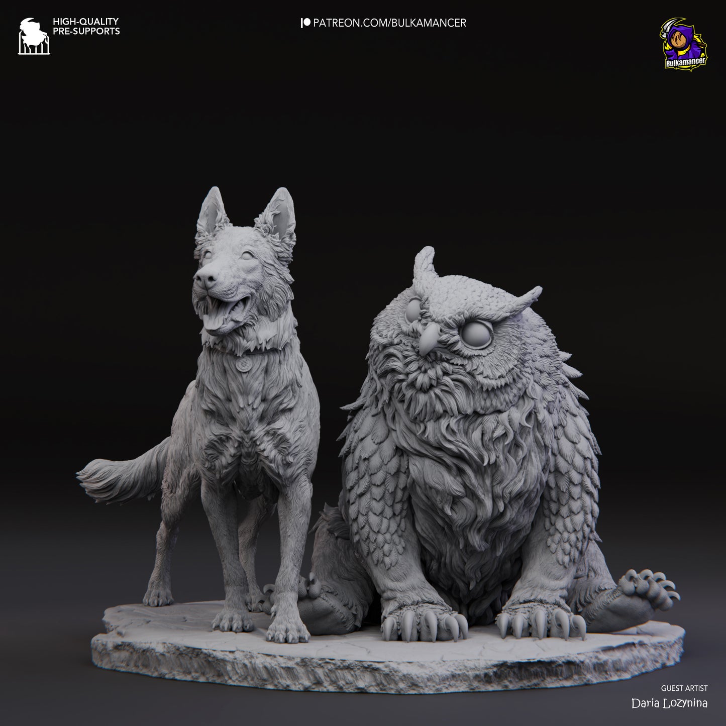 Scratch and Owlbear Cub | 5.5-Inch Resin Model Kit | BG3 Baldur's Gate Animal Companions