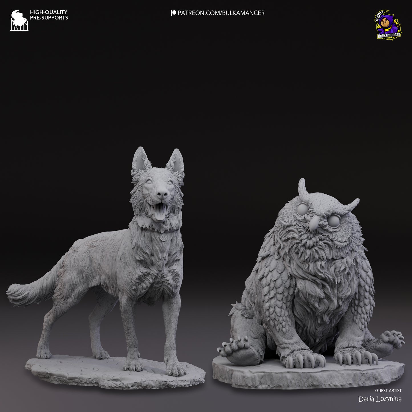 Scratch and Owlbear Cub | 5.5-Inch Resin Model Kit | BG3 Baldur's Gate Animal Companions