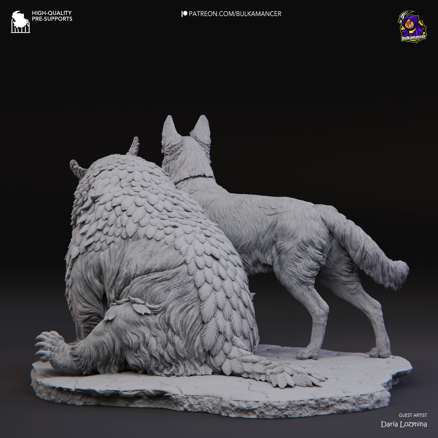 Scratch and Owlbear Cub | 5.5-Inch Resin Model Kit | BG3 Baldur's Gate Animal Companions
