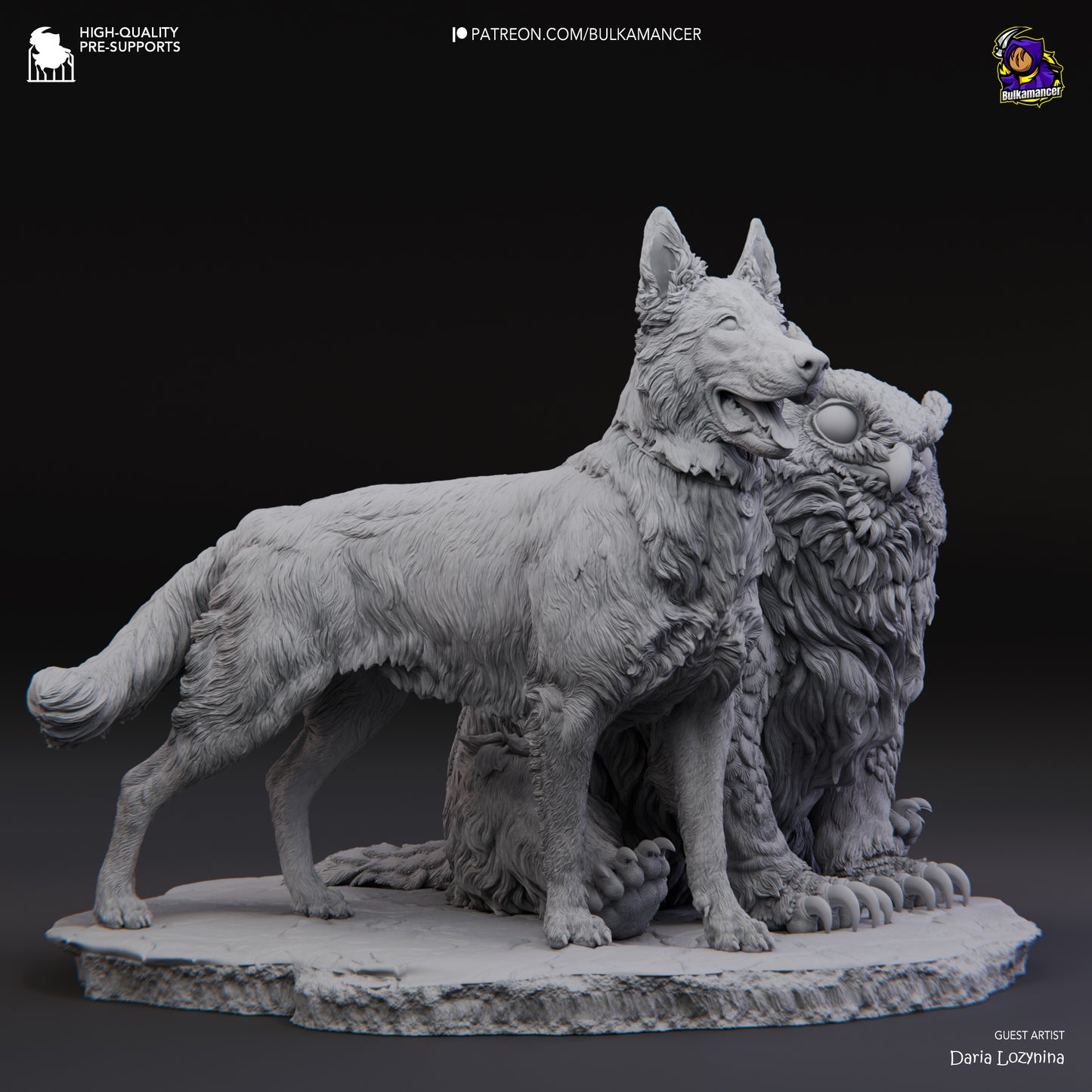 Scratch and Owlbear Cub | 5.5-Inch Resin Model Kit | BG3 Baldur's Gate Animal Companions