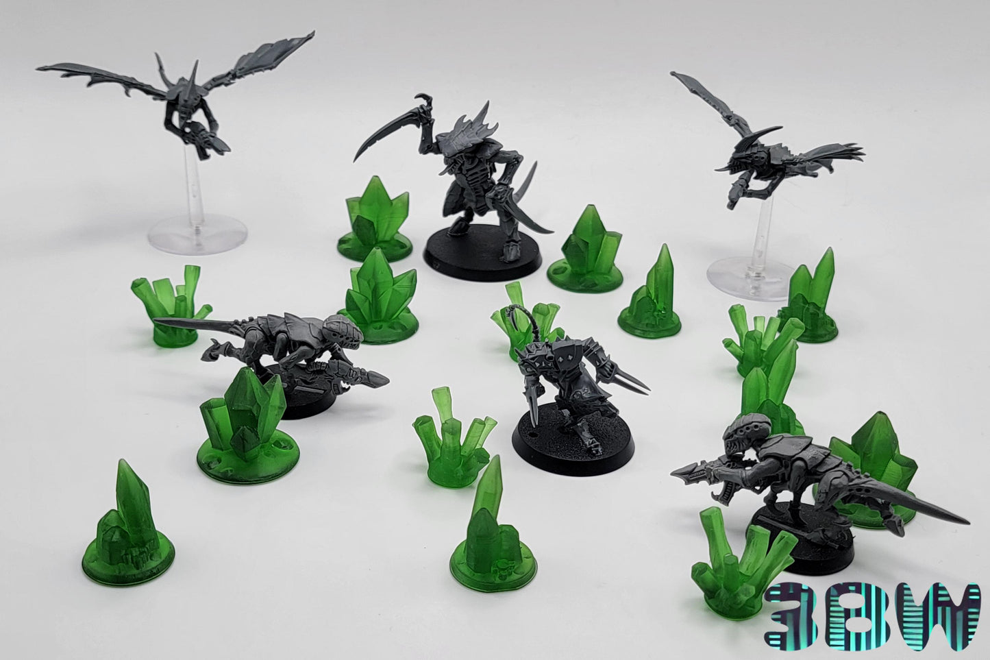 Green Crystals Set x15 | 28mm Miniature Scenery | Scatter Terrain, Runestones, Objective Markers | D&D - Warhammer 40K
