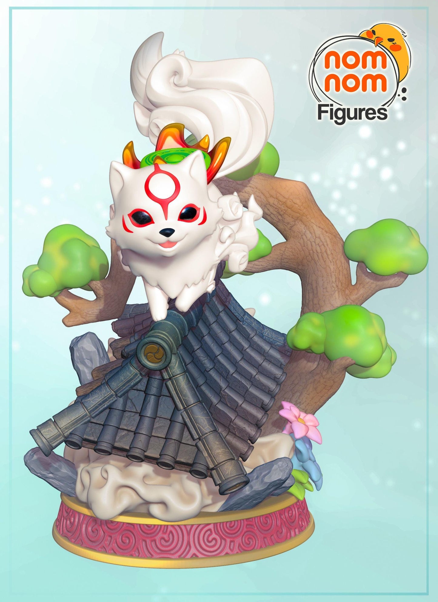 Chibi Amaterasu | 5-Inch Resin Model Kit | DIY Rooftop Pose Inspired by Okami