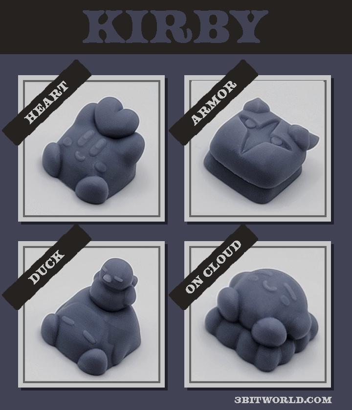 Kirby Keycap Set | Unpainted Resin Artisan Caps | Cherry MX | Armored, Duck Hat, Heart, Sleepy Kirby