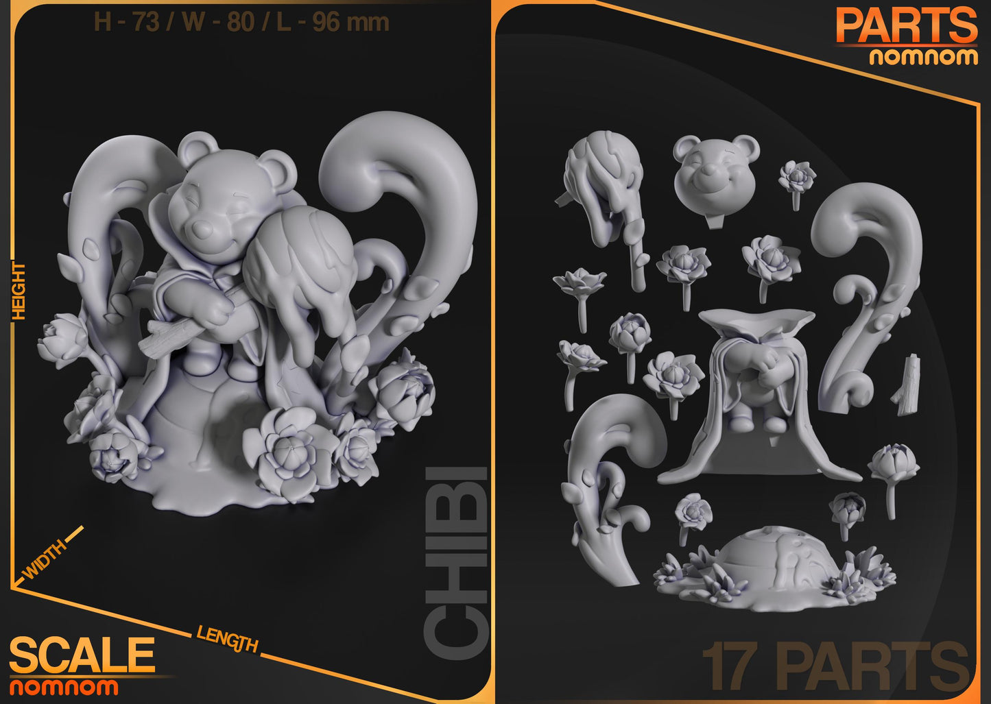 Chibi Winnie the Pooh Lorcana | 3-Inch Resin Model Kit | DIY Disney Pose Scene