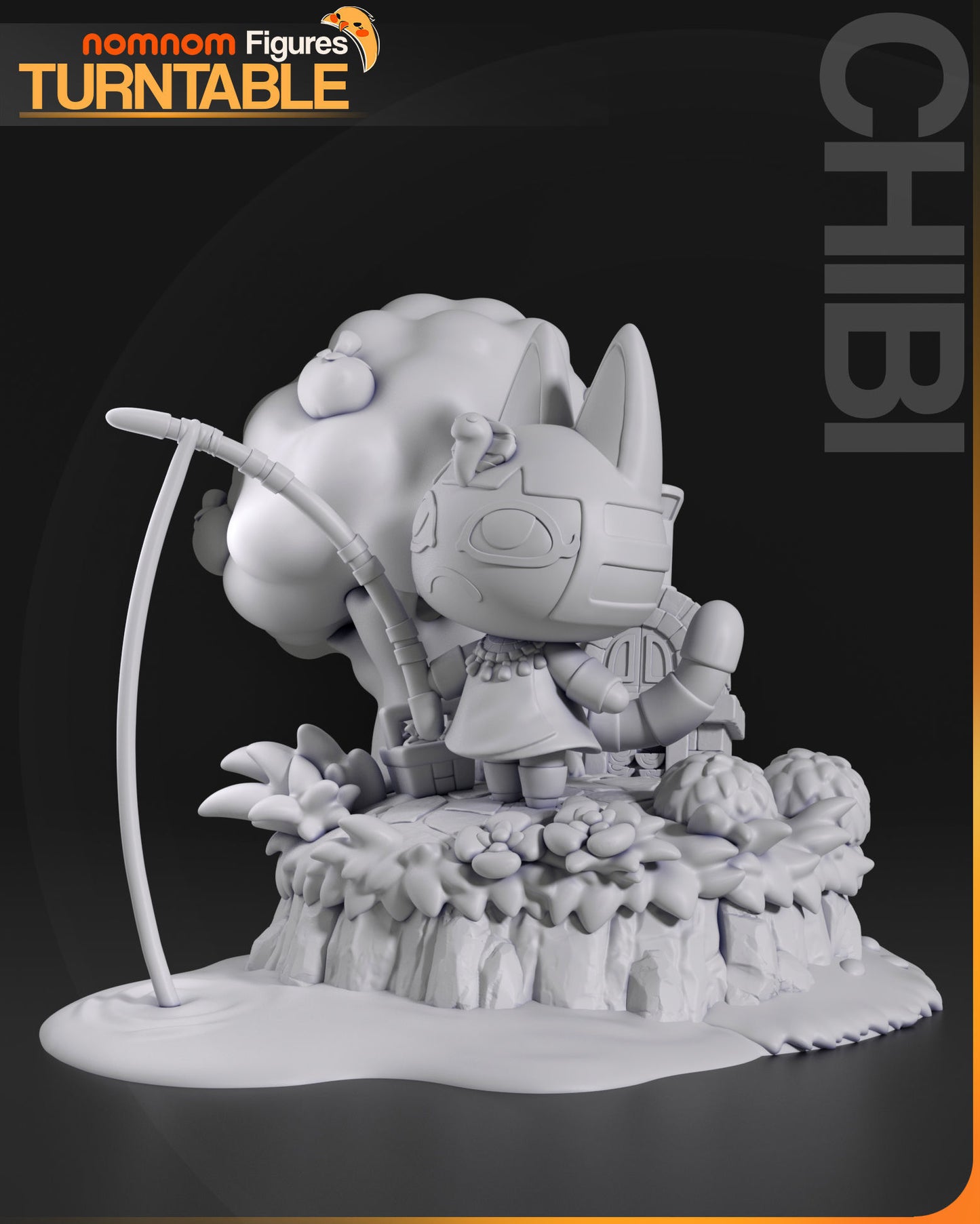 Chibi Ankha | 3" Resin Model Kit | DIY Animal Crossing Fishing Scene