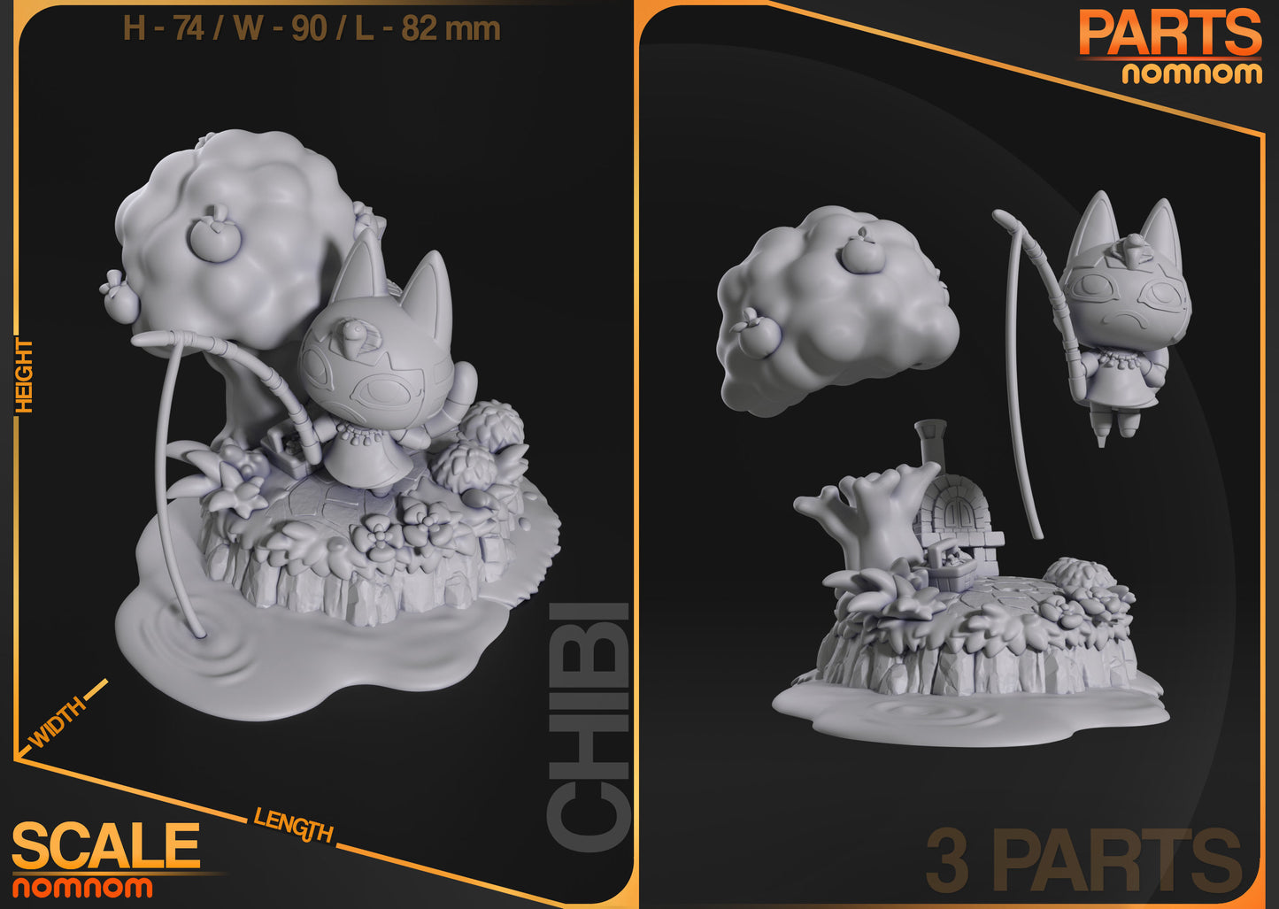 Chibi Ankha | 3" Resin Model Kit | DIY Animal Crossing Fishing Scene