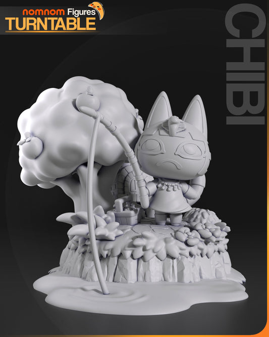 Chibi Ankha | 3" Resin Model Kit | DIY Animal Crossing Fishing Scene