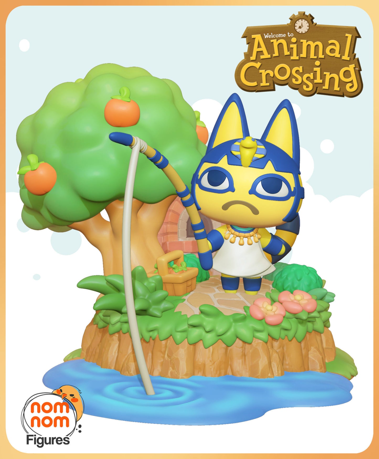 Chibi Ankha | 3" Resin Model Kit | DIY Animal Crossing Fishing Scene