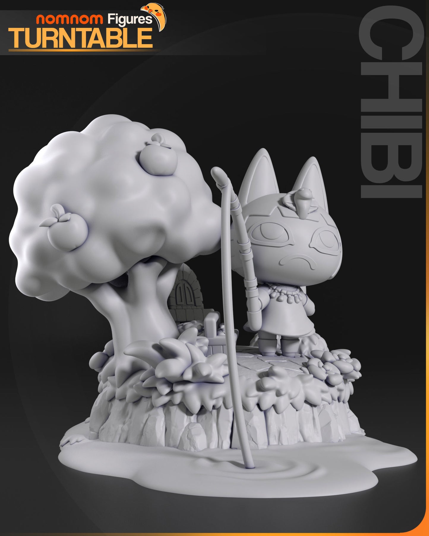 Chibi Ankha | 3" Resin Model Kit | DIY Animal Crossing Fishing Scene