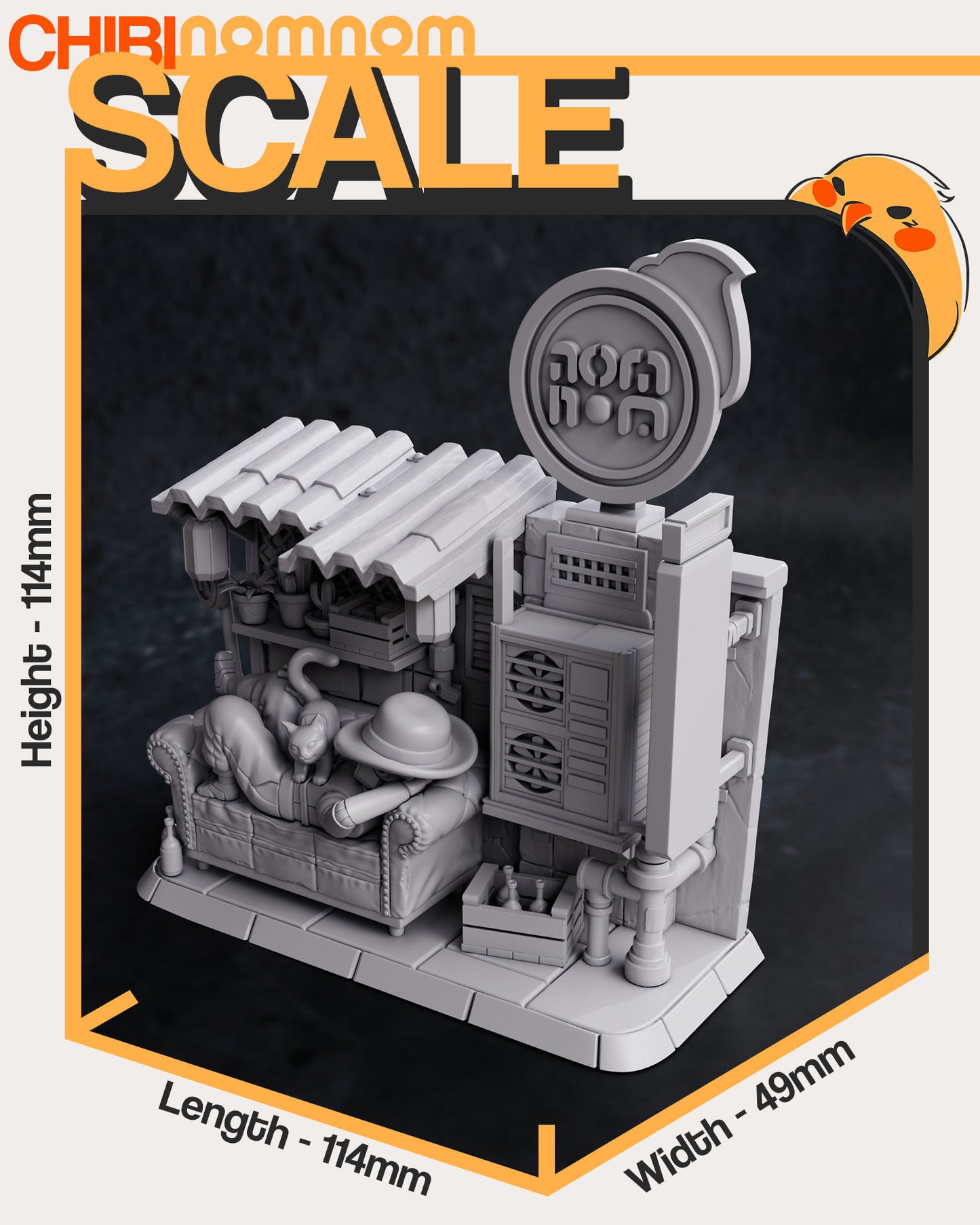 Stray Game Diorama | 4.5" Resin Model Kit | DIY Cat at Rest Stop in the Slums
